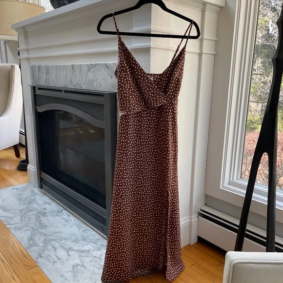 princess polly baby blue dress Brown Knit Midi Dress main image 1